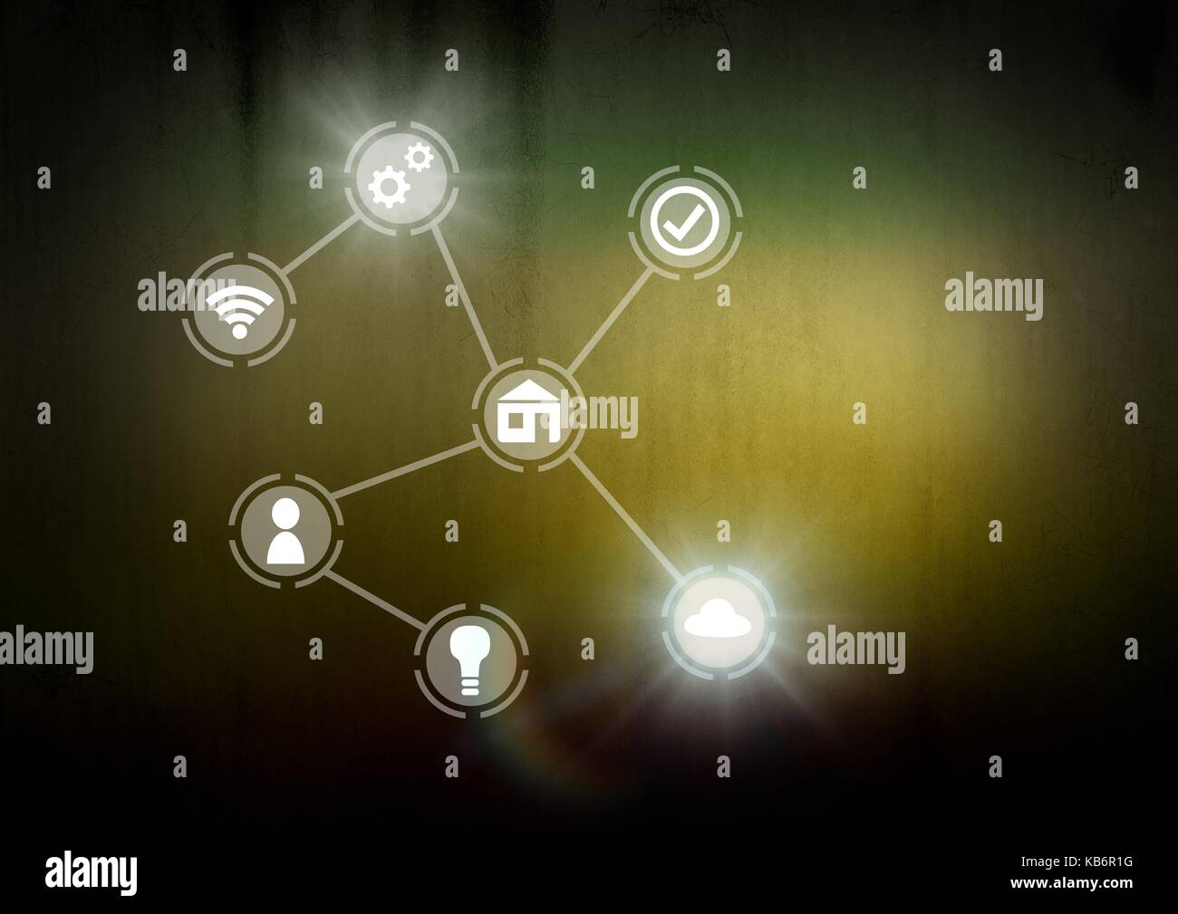 Digital composite of Icons interface of Internet Of Things over grunge ...