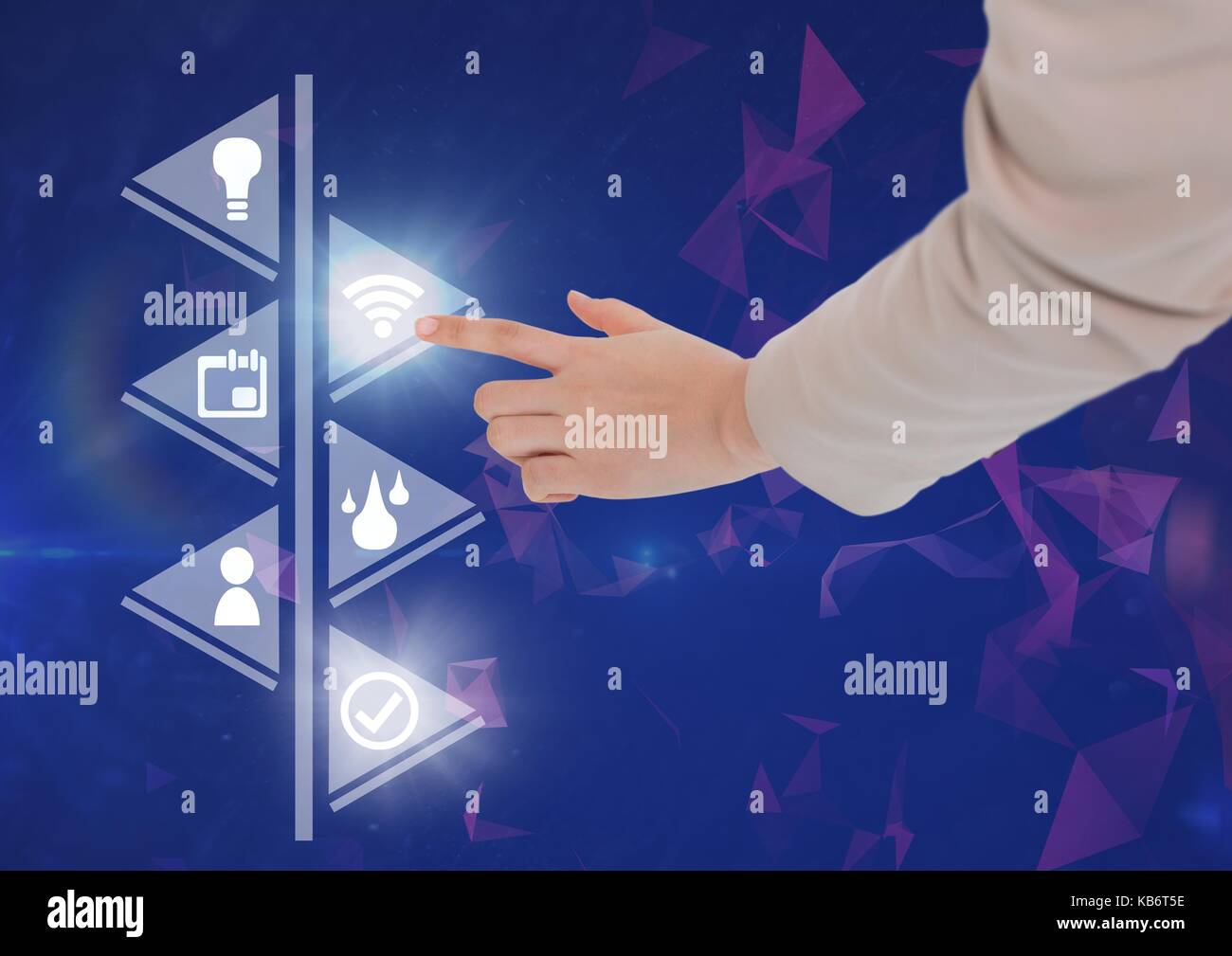 Digital composite of Hand touching icons interface of internet of ...