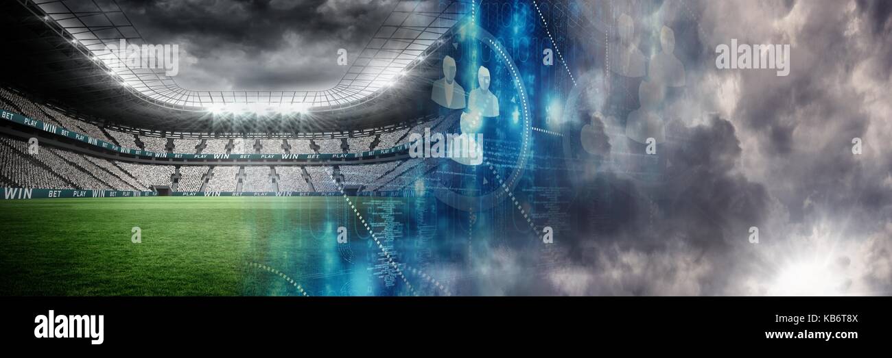 Digital composite of Sports stadium lights transition effect with