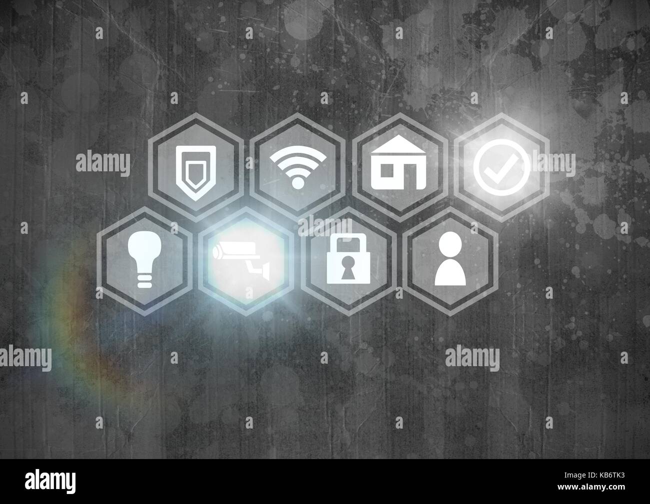 Digital composite of Icons interface of Internet Of Things over grey ...