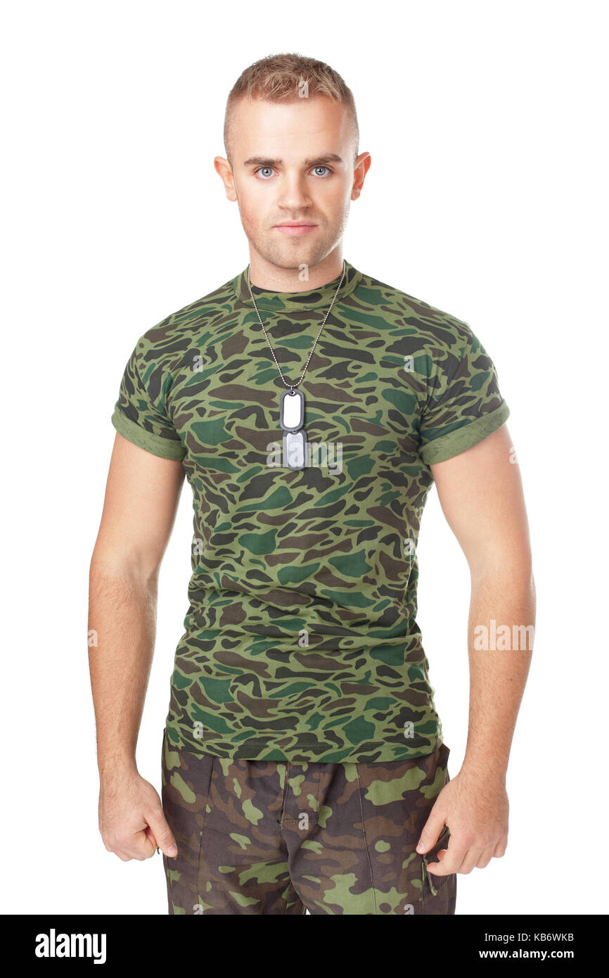 Serious young muscular soldier hi-res stock photography and images - Alamy