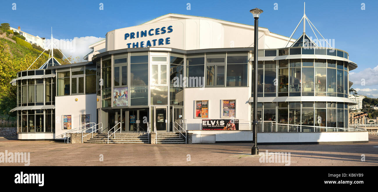 Front elevation of the Princess Theatre, Torquay, Devon UK. Theatre is adjacent to the Torquay