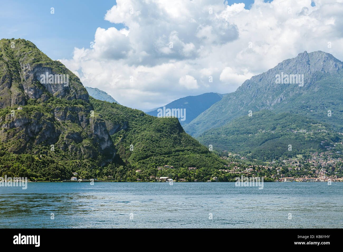 Scenic landscape of mountain Lake Como. European vacation Stock Photo