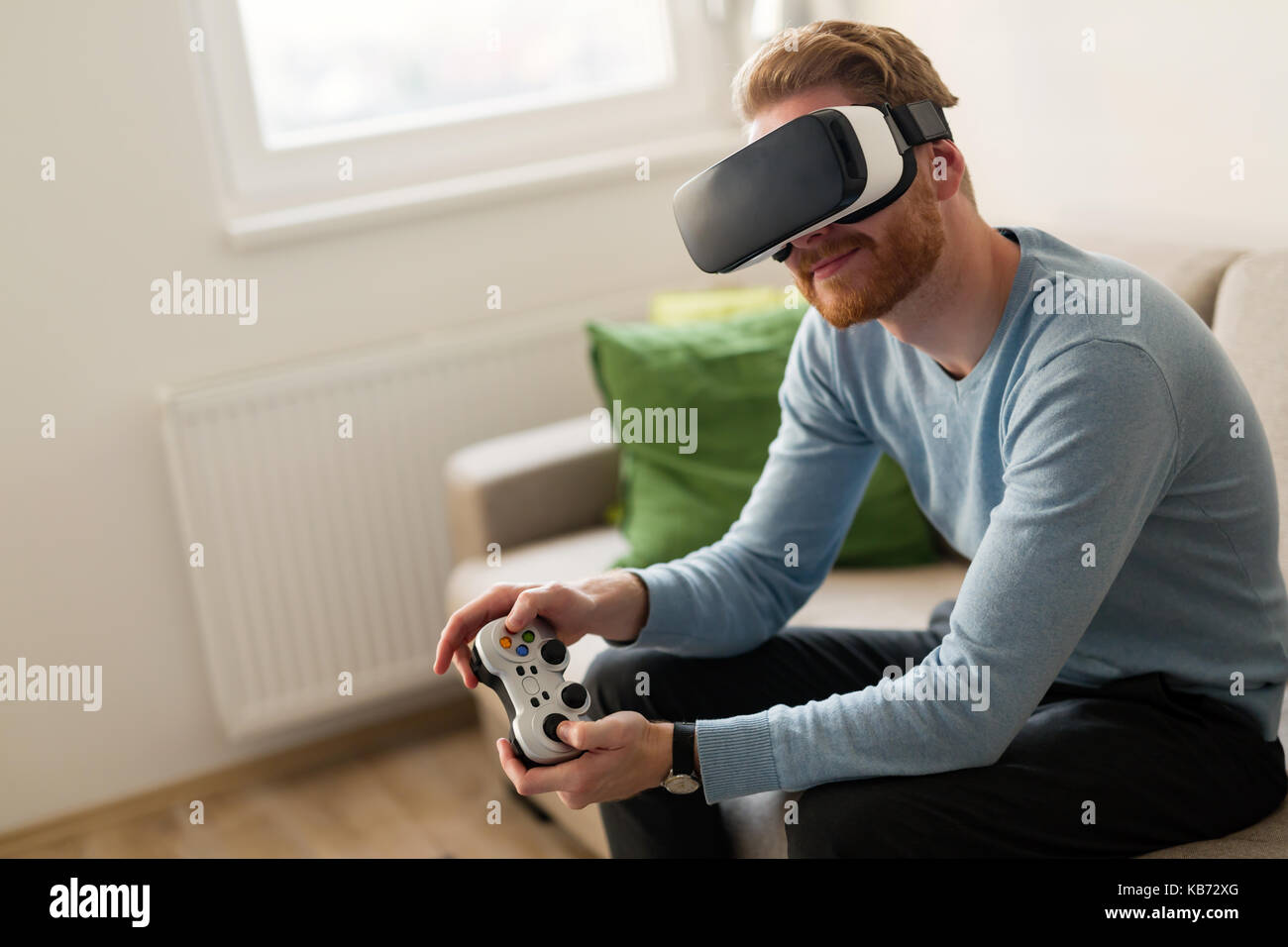 Try this One. Man Playing Video Game with Controller. Bearded Man Using  Virtual Reality Gamepad Stock Image - Image of game, gamepad: 213827793