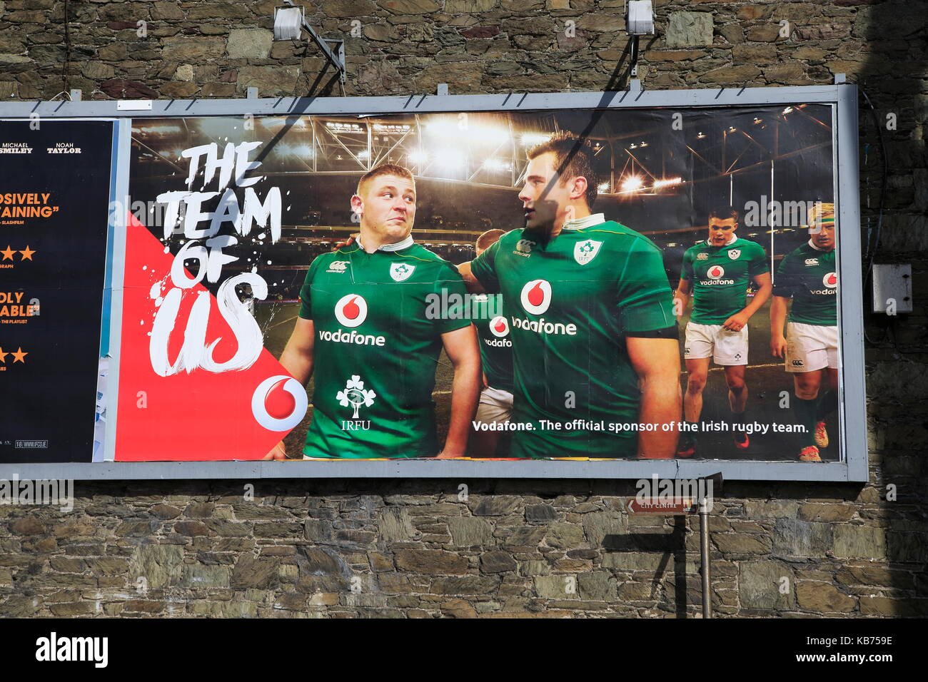 Vodafone advertising billboard picture of Irish rugby team, Ireland