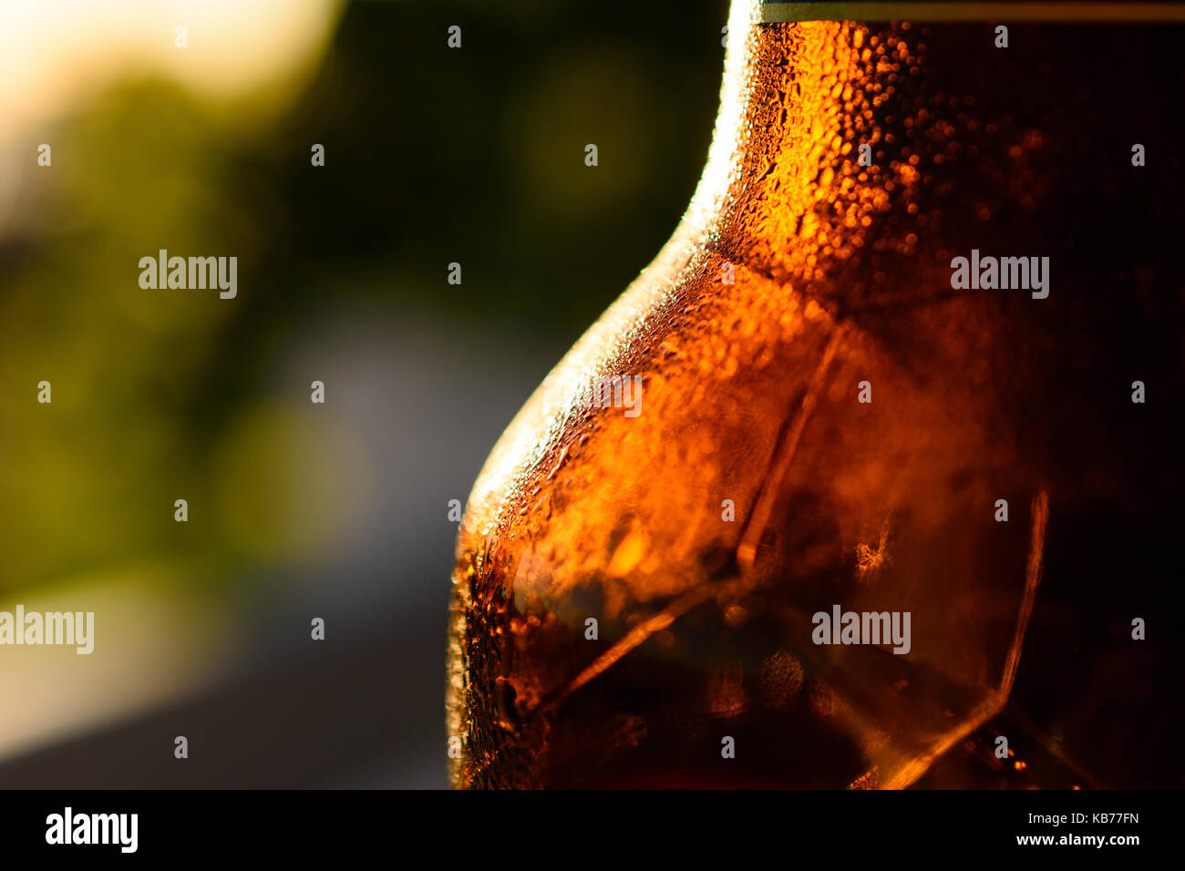 Refreshing Brown Cold Beer Bottle Covered With Condensation Stock Photo