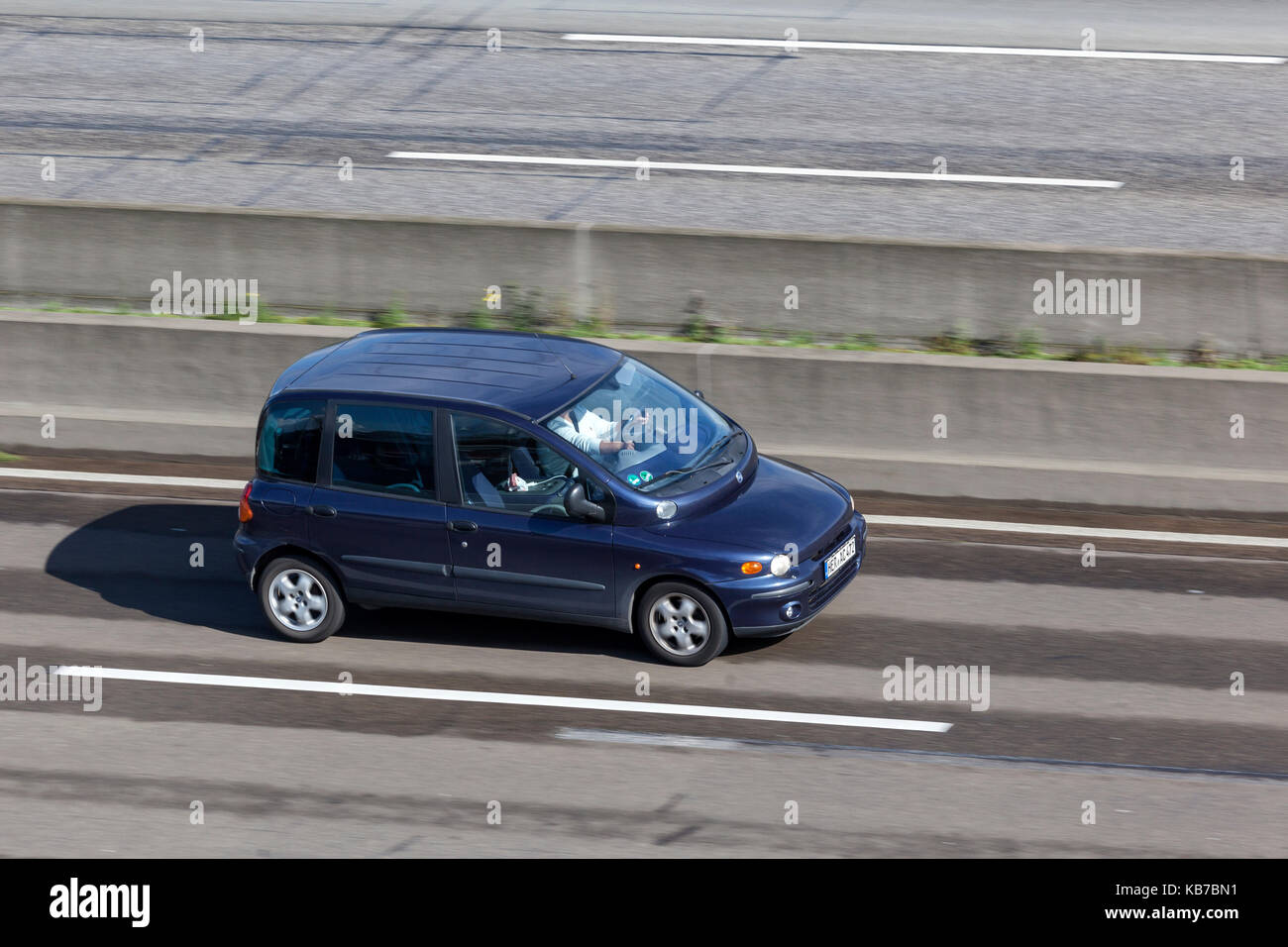 Frankfurt, Germany - Sep 19, 2017: Compact italian MPV Fiat Multipla driving on the highway in Germany Stock Photo