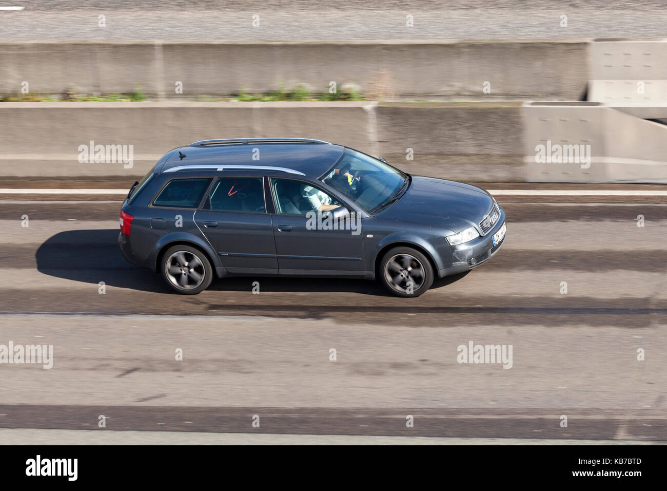 Frankfurt, Germany - Sep 19, 2017: Audi A4 Avant B6 from ca. 2006 driving on the highway in Germany Stock Photo
