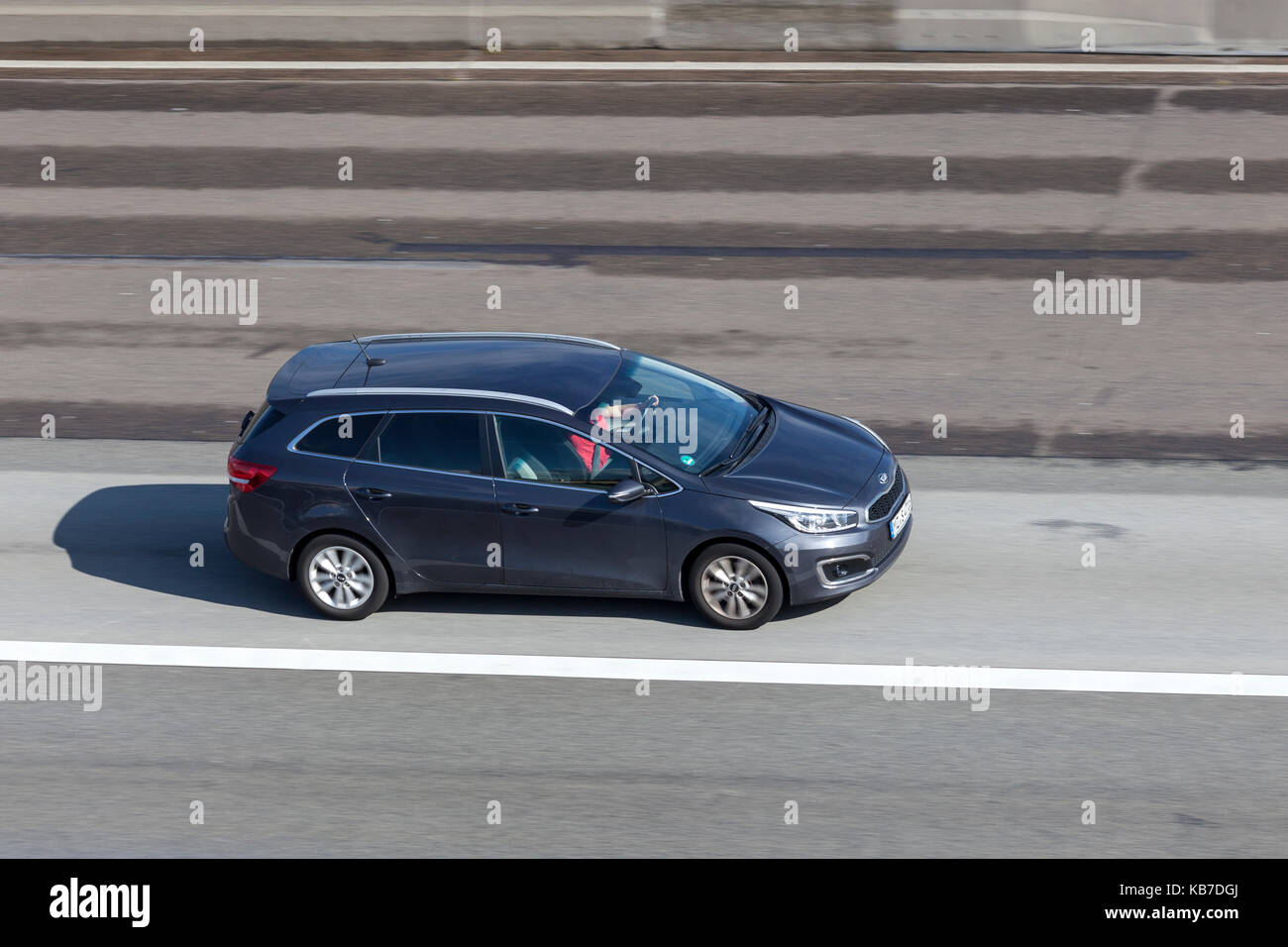 Frankfurt, Germany - Sep 19, 2017: Kia Ceed Station Wagon driving on the highway in Germany Stock Photo