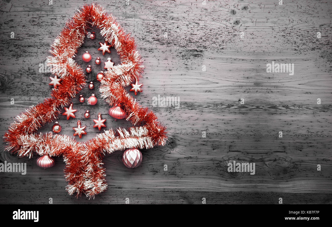 Red Tinsel Christmas Tree, Copy Space Stock Photo Alamy