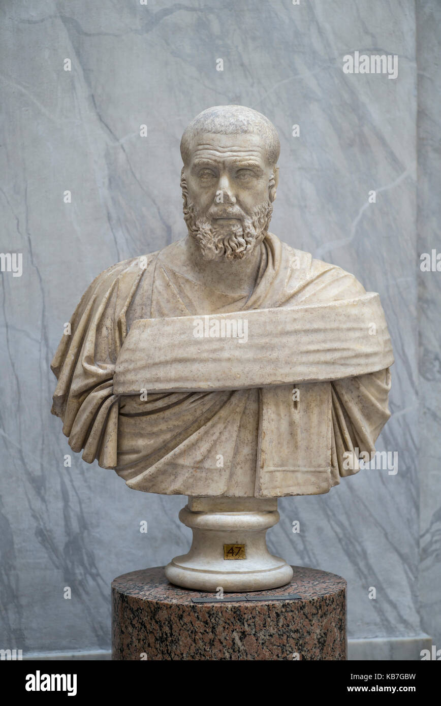 Rome. Italy. Portrait bust of Roman Emperor Pupienus (238 A.D.), Braccio Nuovo, Museo Chiaramonti, Vatican Museums. Musei Vaticani. Stock Photo