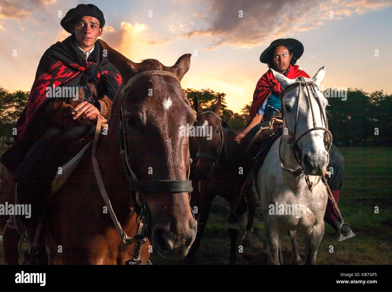 Gauchos working at San Antonio de Areco. Buenos Aires, Argentina Stock Photo