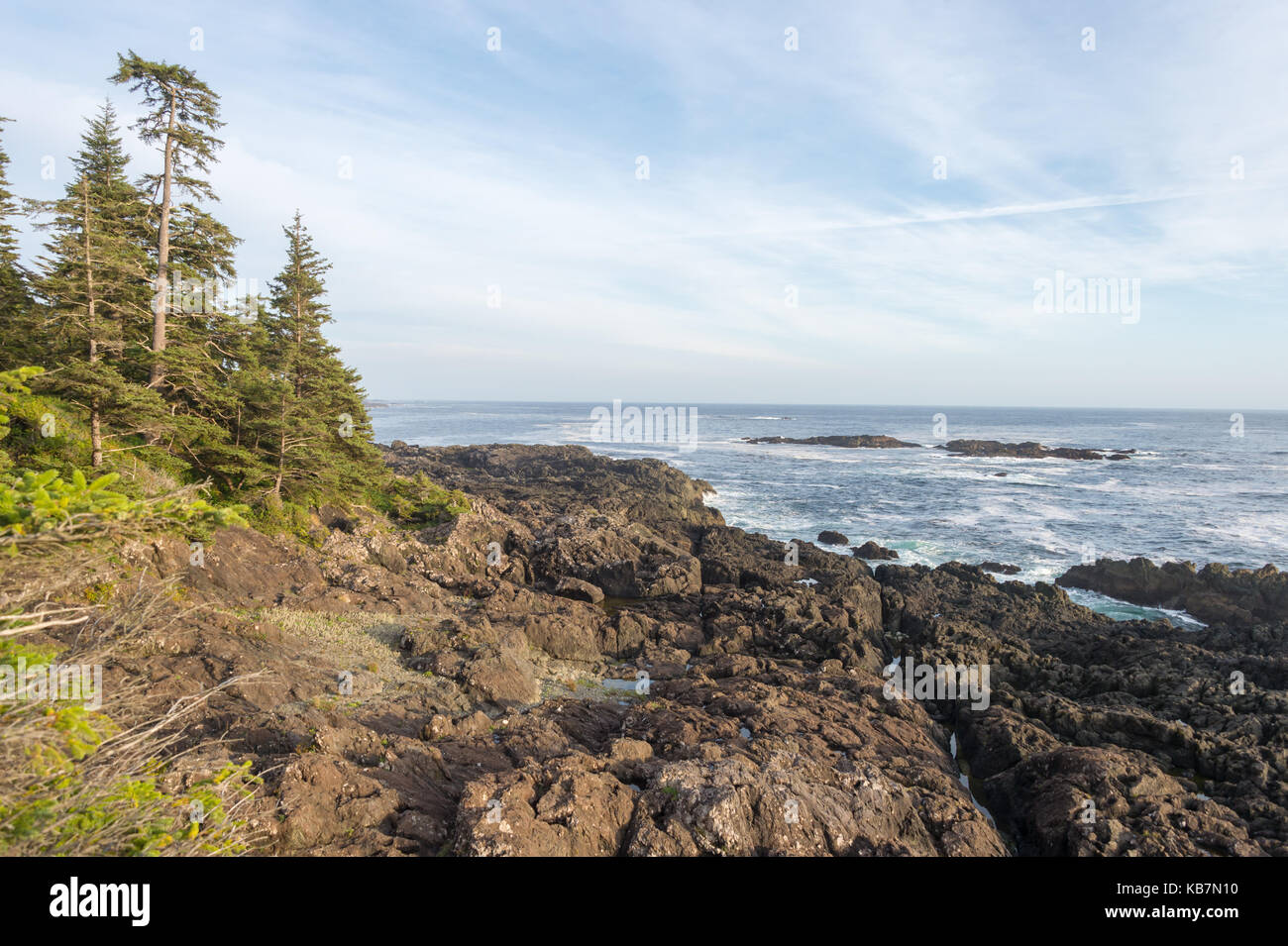 Ucluelet, British Columbia, Canada - 9 September 2017: West Pacific Trail near Ucluelet at sunset Stock Photo