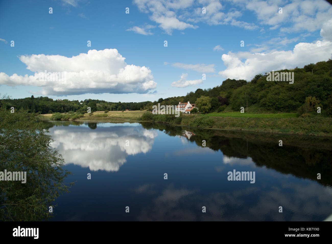 Isolated house on the banks of the River Tweed near the Chain Bridge