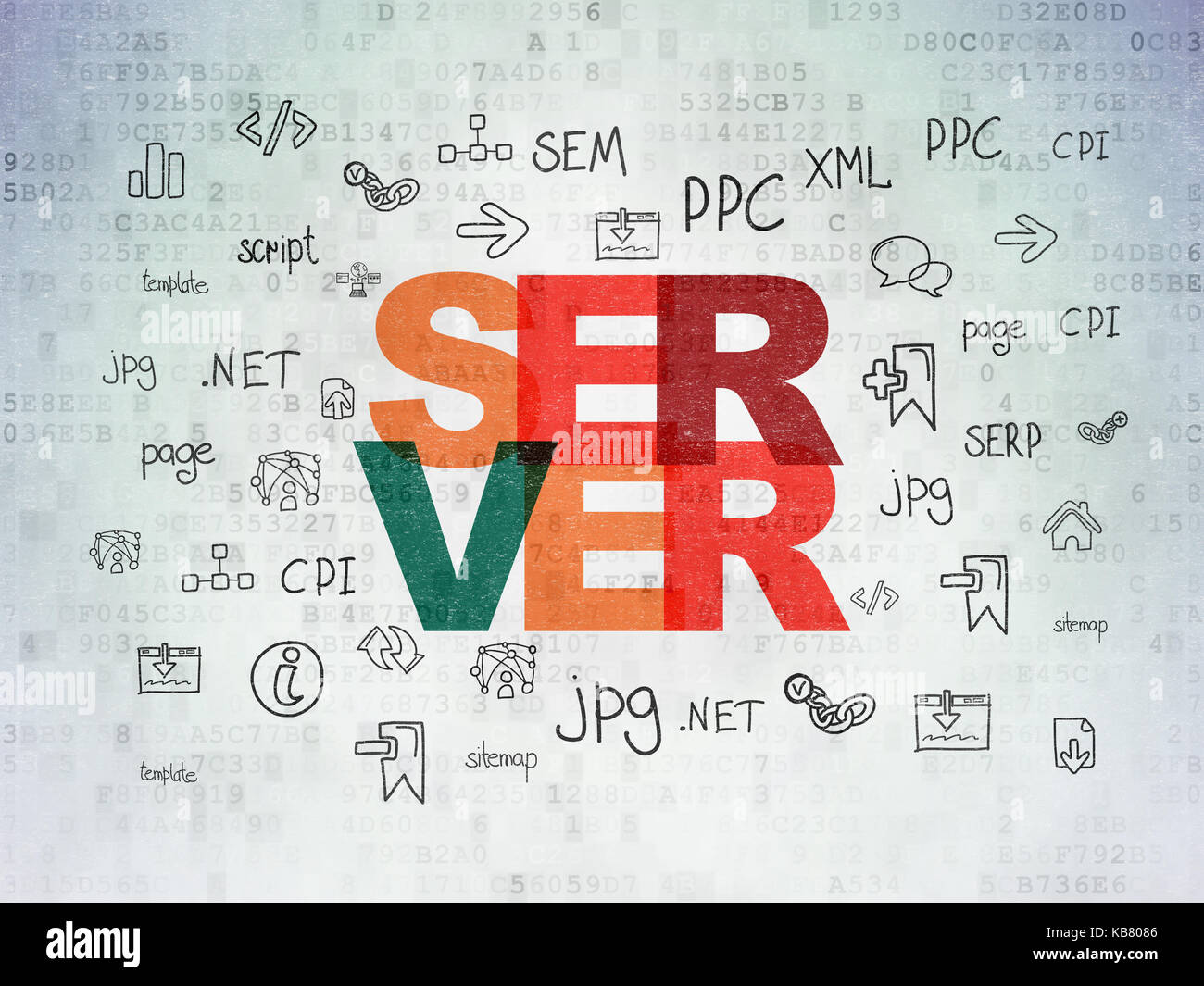 Web development concept: Server on Digital Data Paper background Stock ...