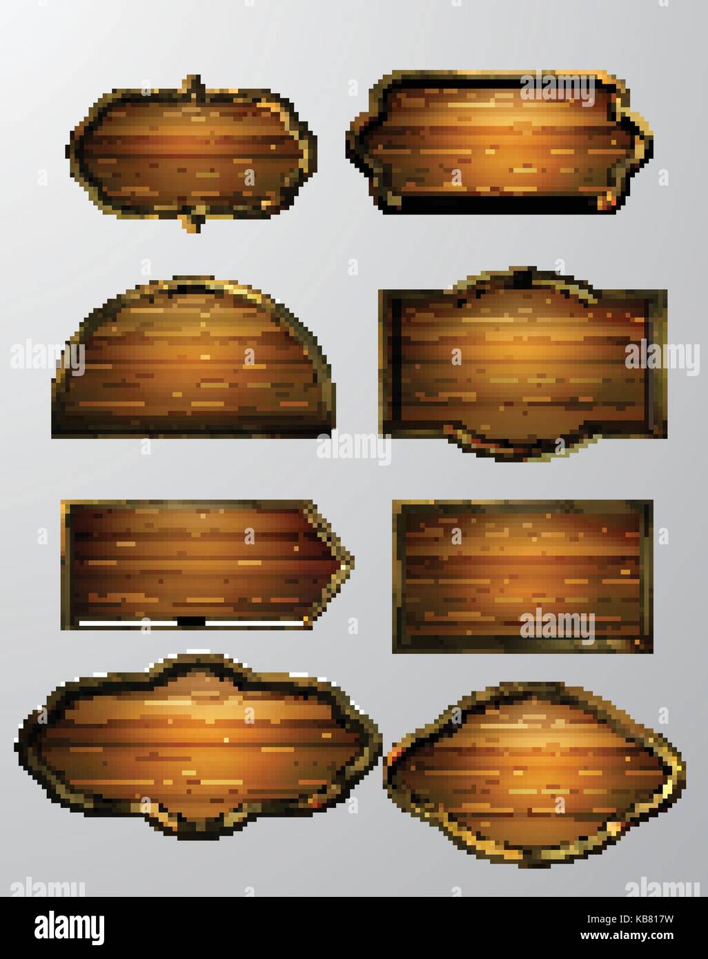 Wooden signs, vector icon set Stock Vector Image & Art - Alamy
