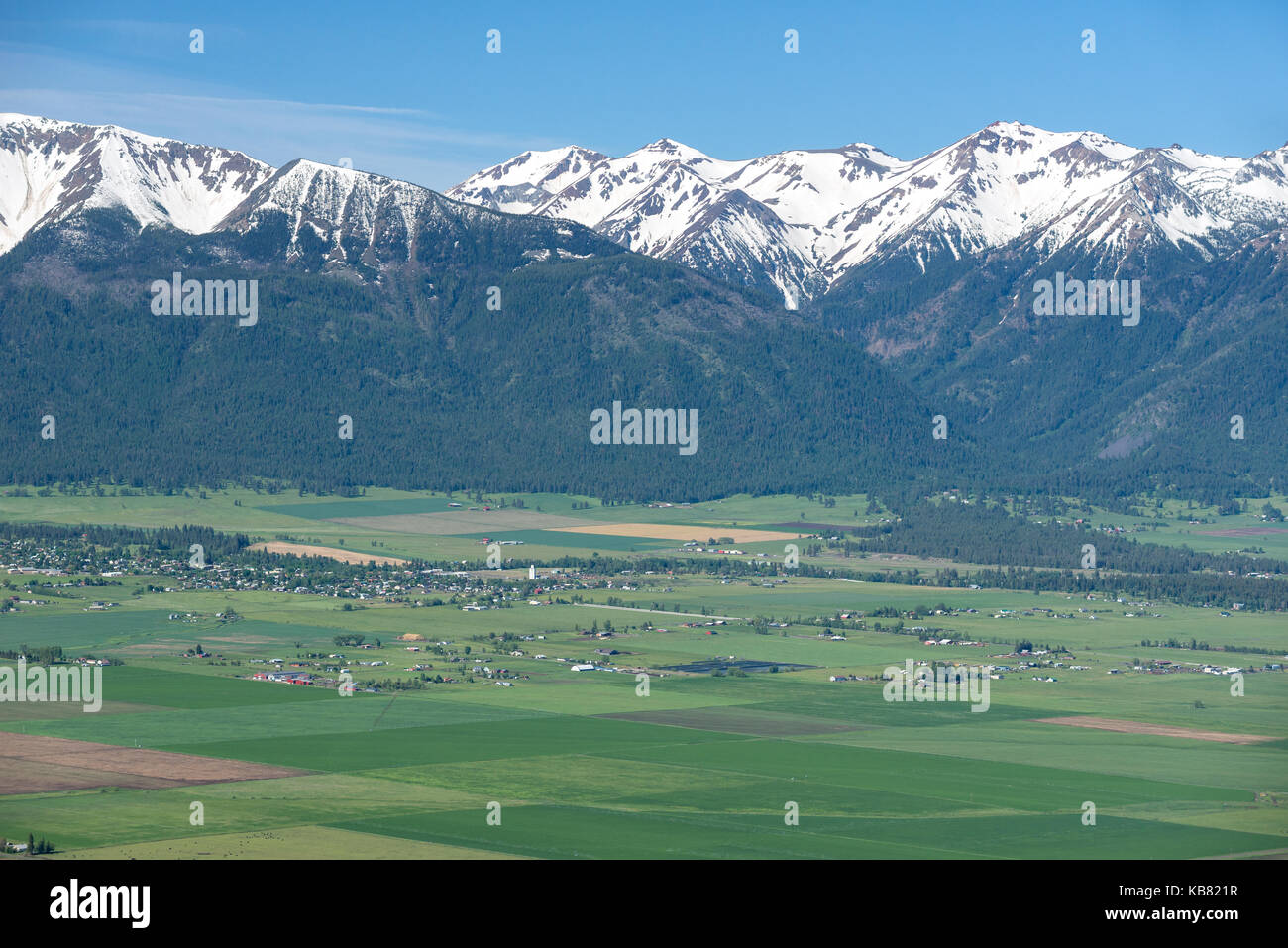 Aerial view of the Wallowa Valley and Wallowa Mountains in Northeast