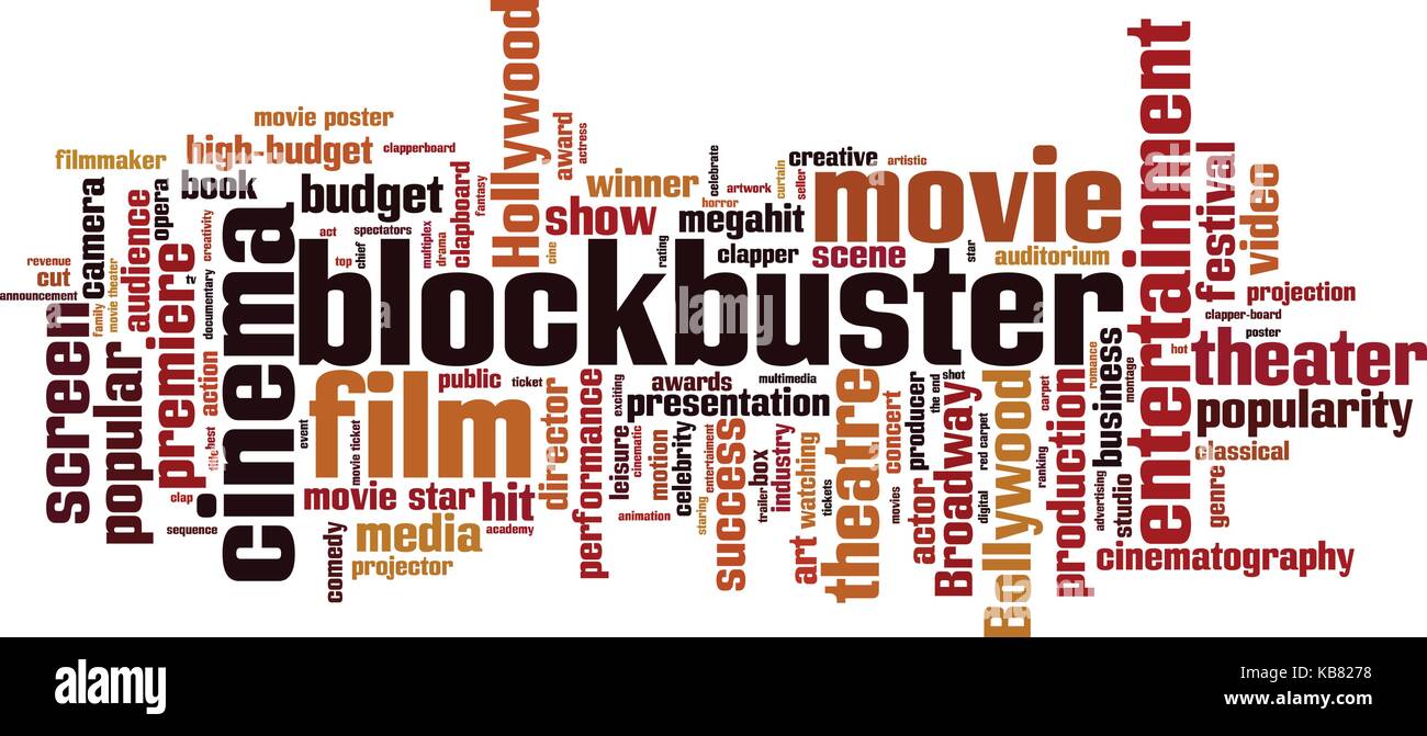 Blockbuster word cloud concept. Vector illustration Stock Vector