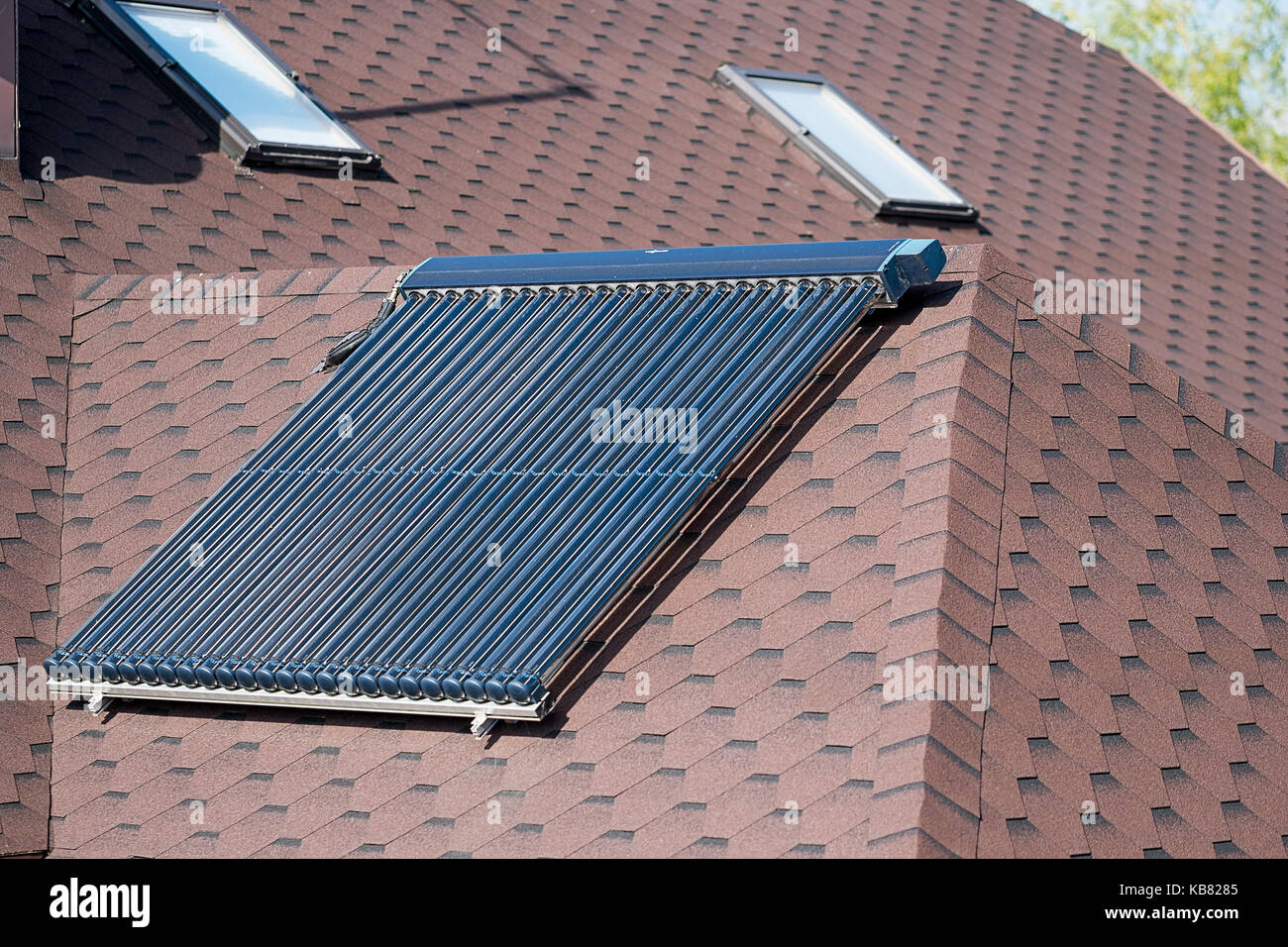 Tubes of a solar heating system. Elements of roof solar heating system