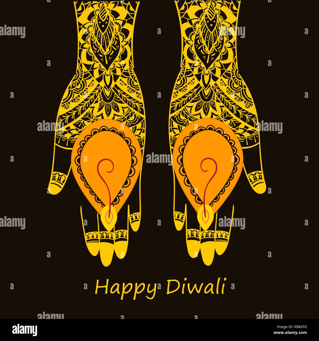 Hands holding Indian diya, Diwali festival Stock Vector