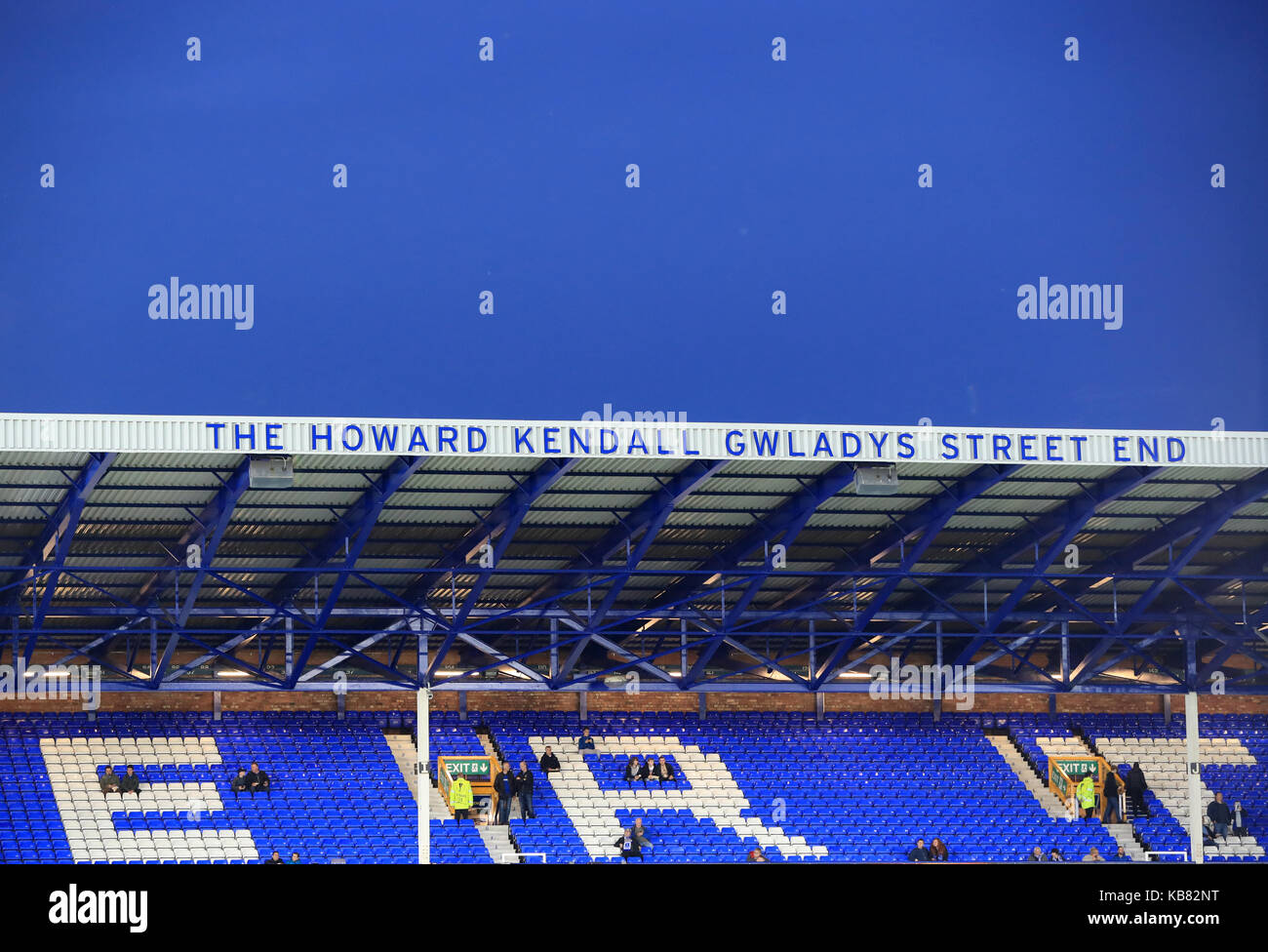 General view kendall gwladys street end at goodison park hires stock