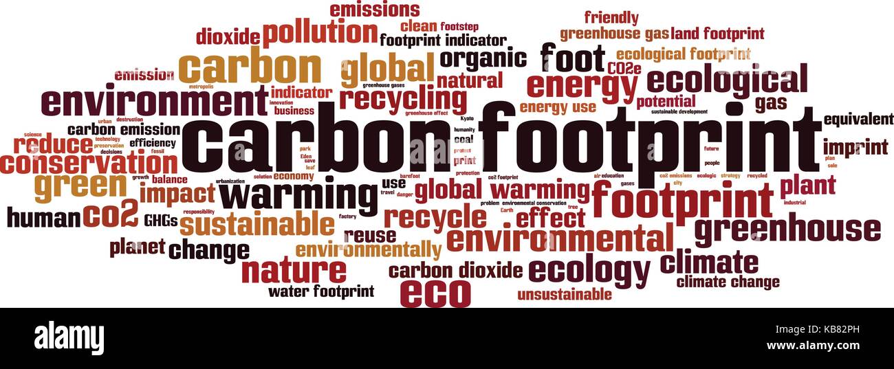 Carbon footprint word cloud concept. Vector illustration Stock Vector