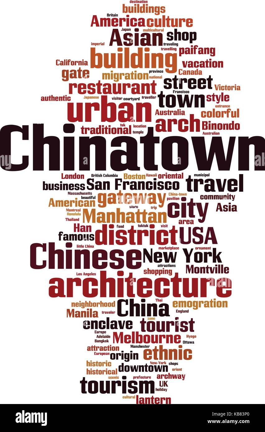 Chinatown word cloud concept. Vector illustration Stock Vector