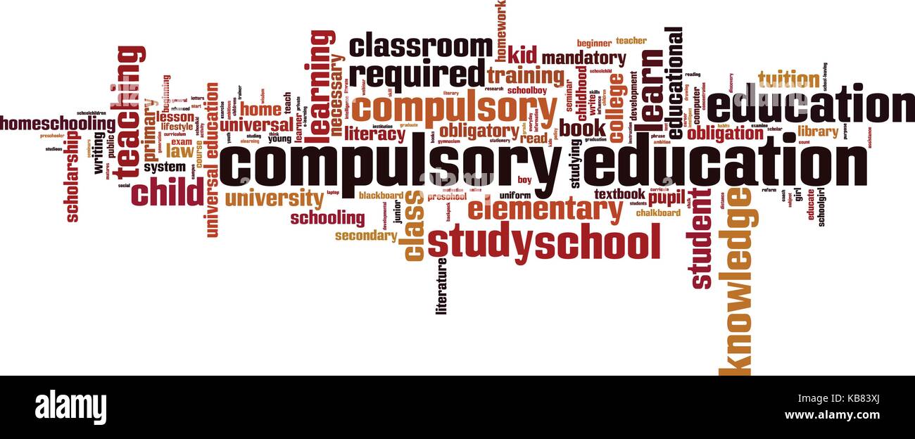 Compulsory education word cloud concept. Vector illustration Stock Vector