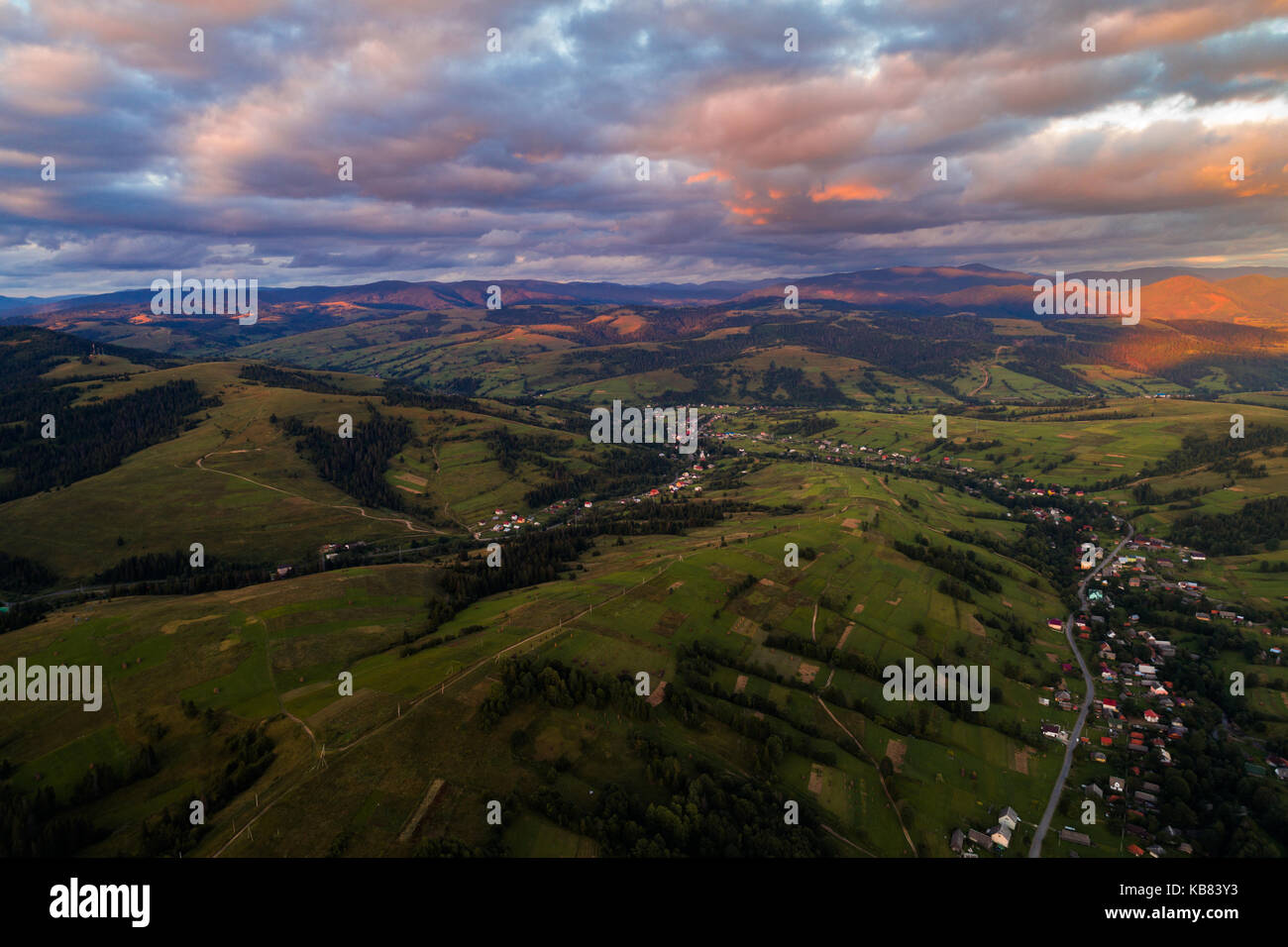 Aerial view of the village in the Carpathian mountains Stock Photo - Alamy