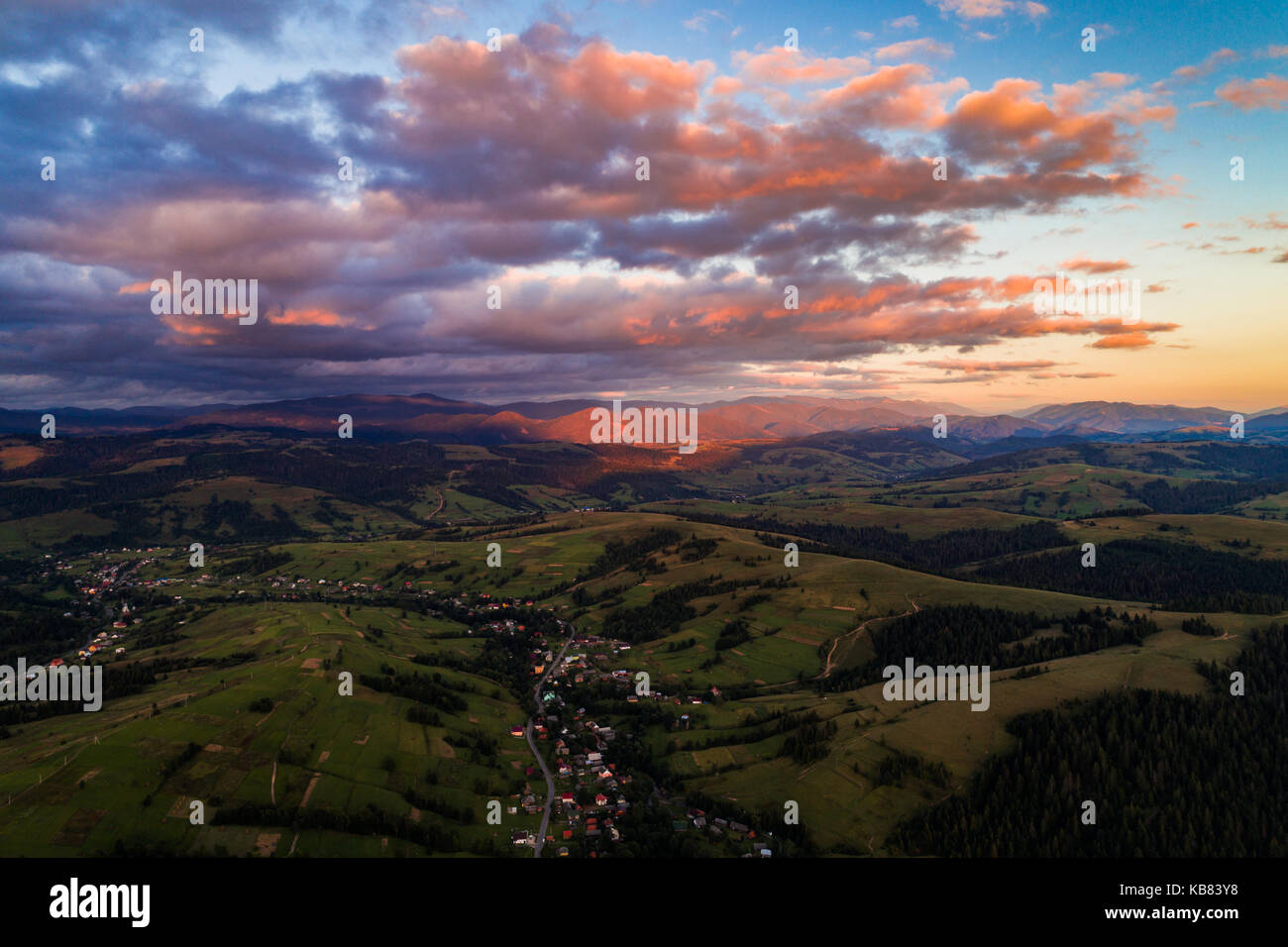 Aerial view of the village in the Carpathian mountains Stock Photo - Alamy