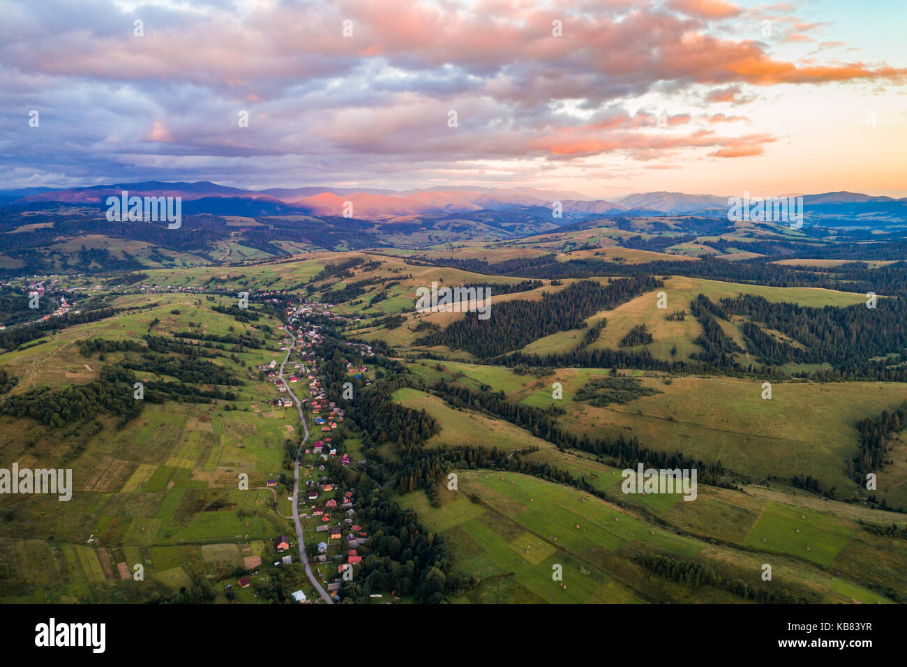 Aerial view of the village in the Carpathian mountains Stock Photo - Alamy