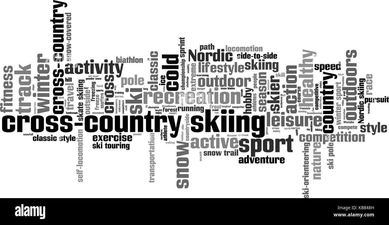 crosscountry skiing word cloud concept. Vector illustration Stock