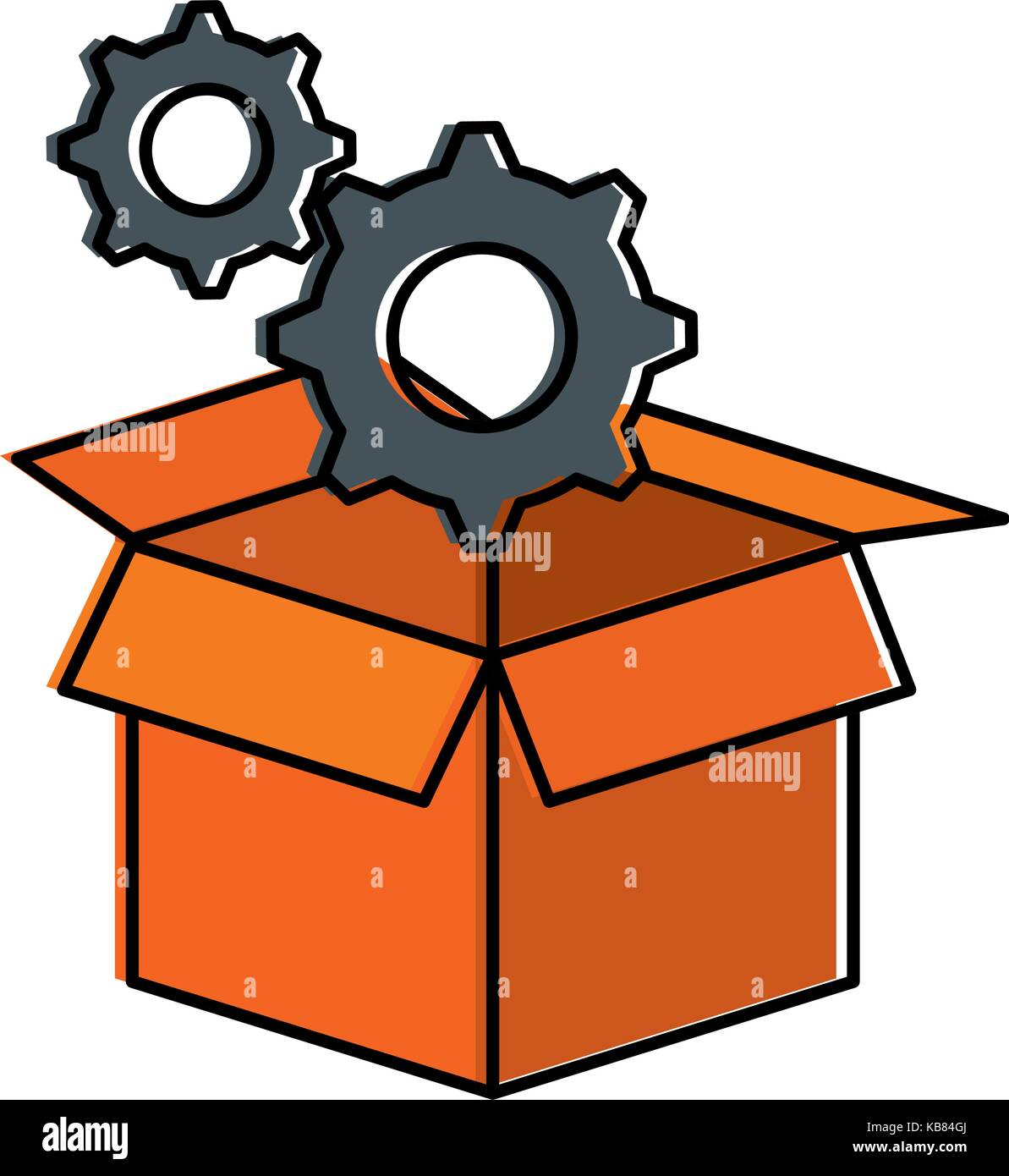 box with gears machine isolated icon vector illustration design Stock ...