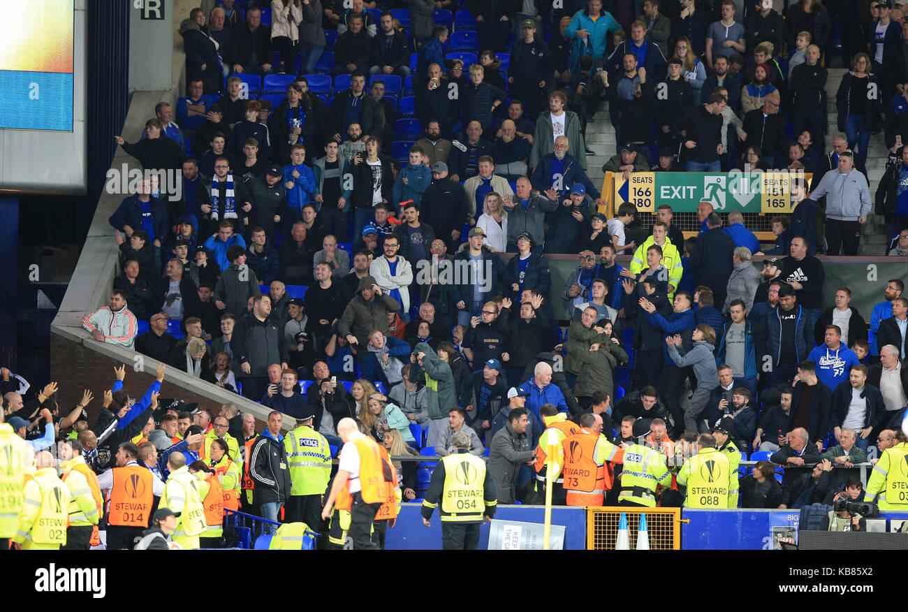 Everton and Apollon Limassol (bottom left) fans during the UEFA Europa  League, Group E match at Goodison Park, Liverpool Stock Photo - Alamy