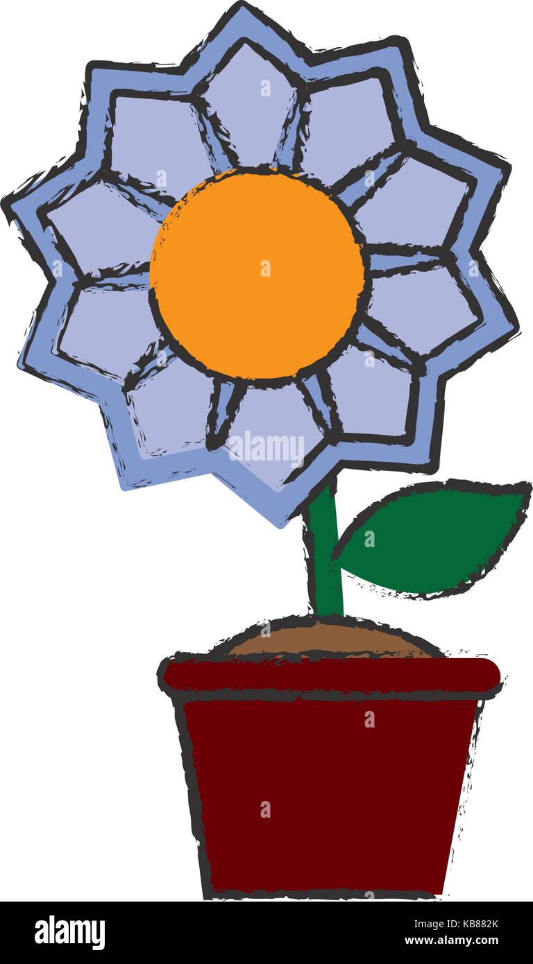 beautiful flower in a pot icon over white background vector ...