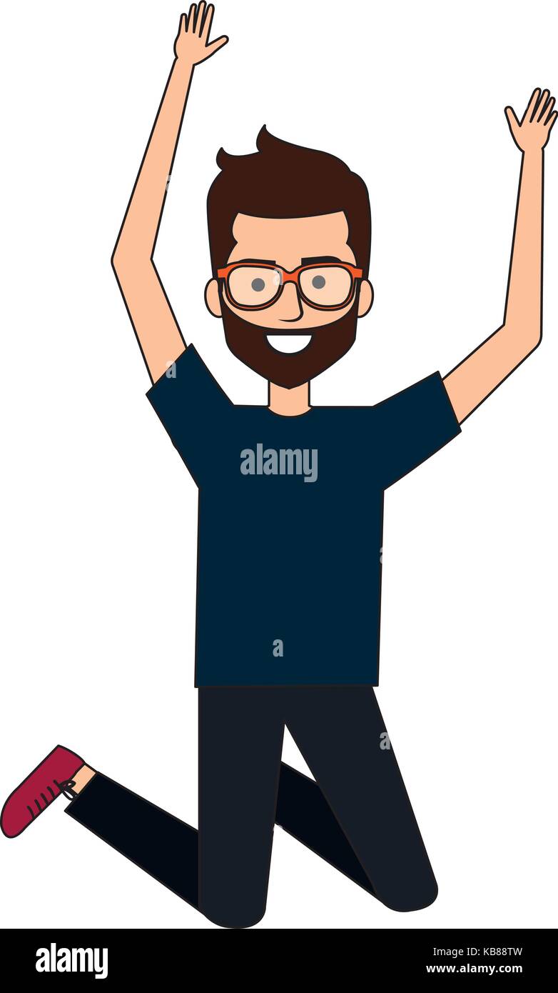 cheerful jumping man avatar vector illustration design Stock Vector ...