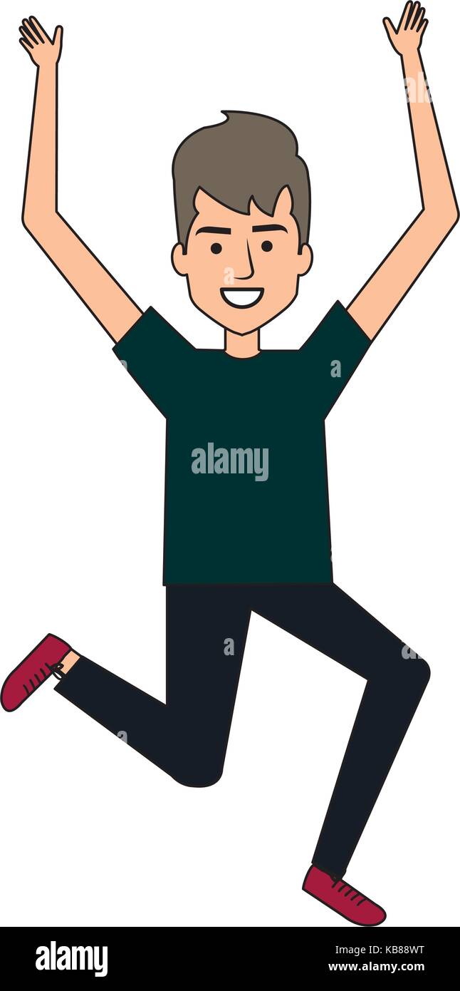 cheerful jumping man avatar vector illustration design Stock Vector ...