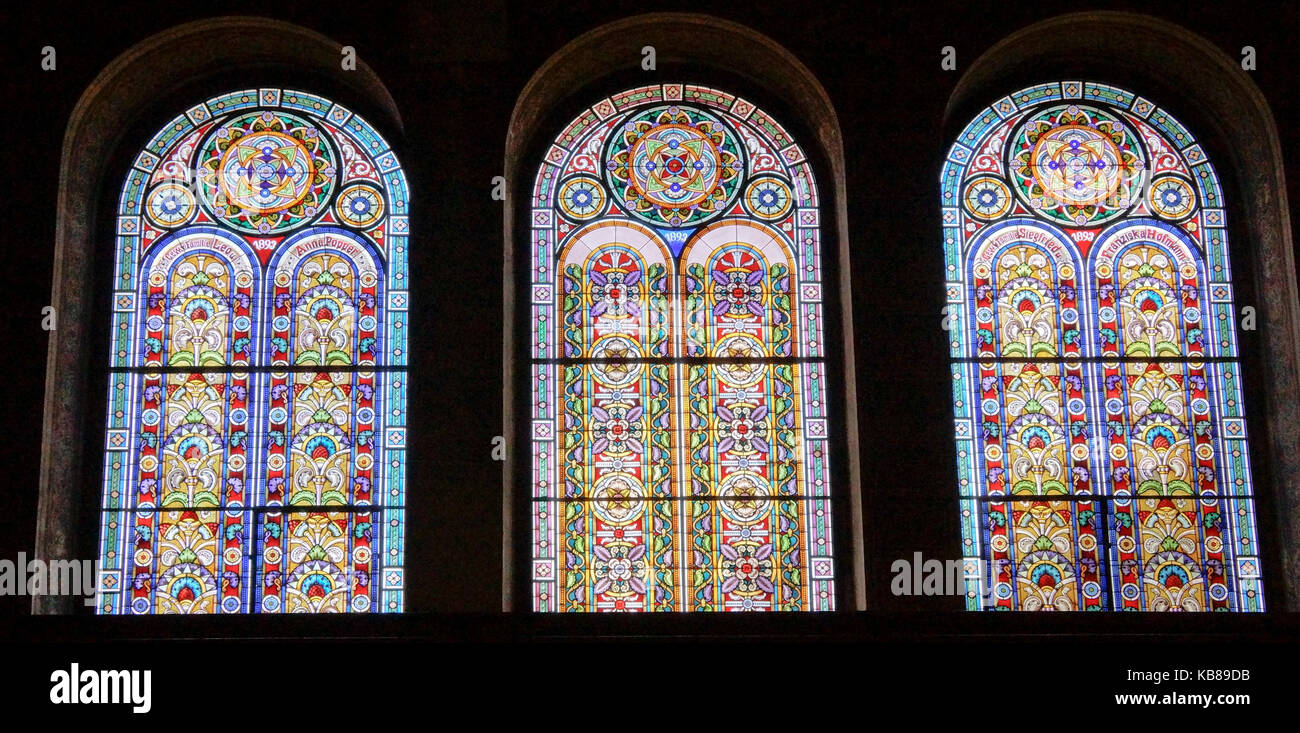 Stained glass in synagogue Stock Photo Alamy