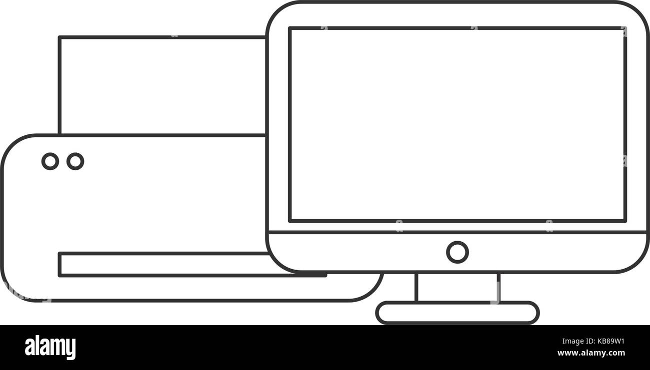 computer and printer icon over white background vector illustration ...
