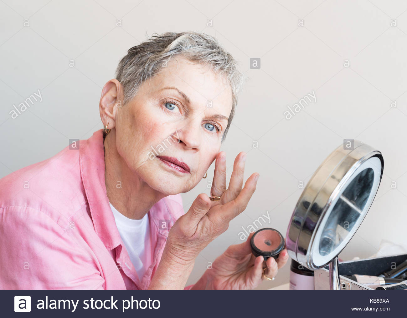 Cropped View Of Beautiful Older Woman With Short Grey Hair