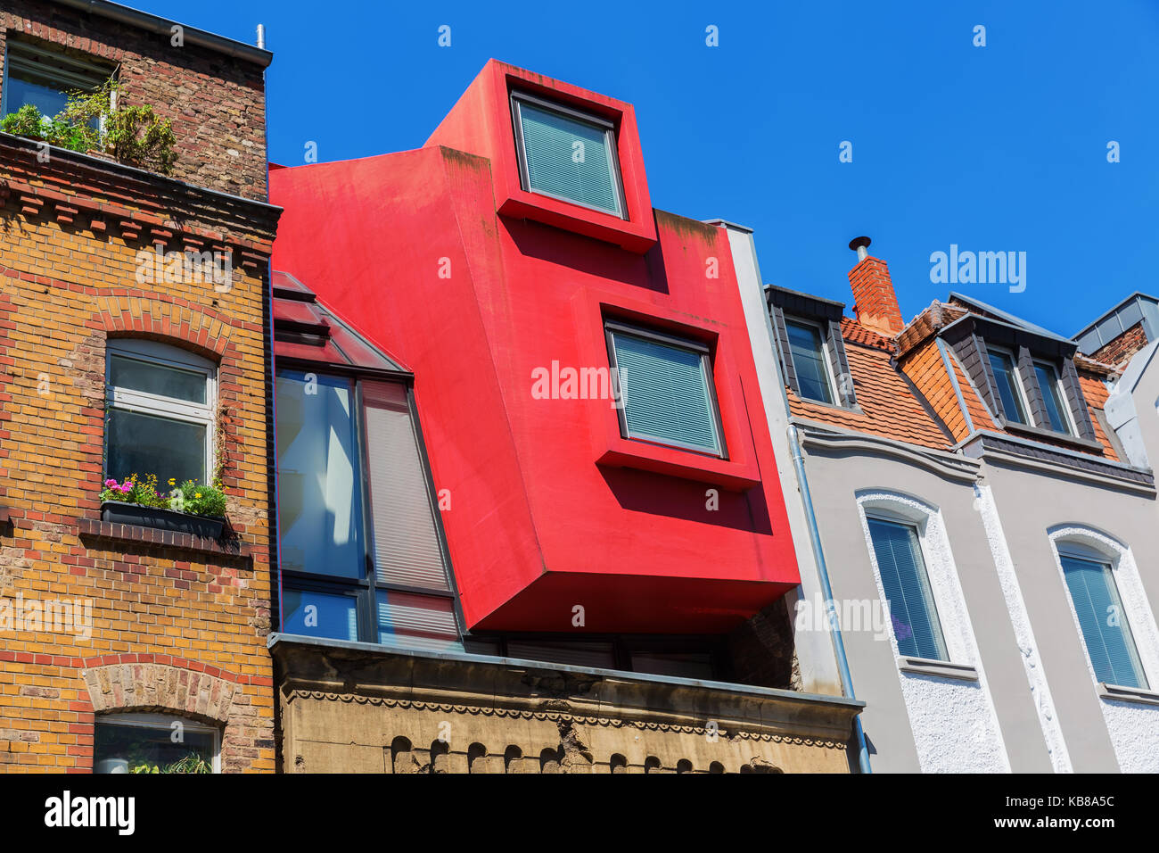 Cologne, Germany July 03, 2017 colorful house facade in Cologne