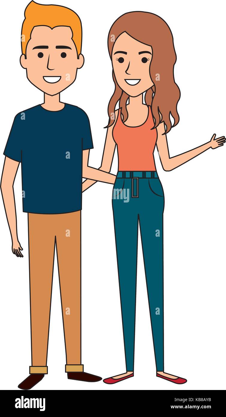 young couple standing avatars Stock Vector Image & Art - Alamy