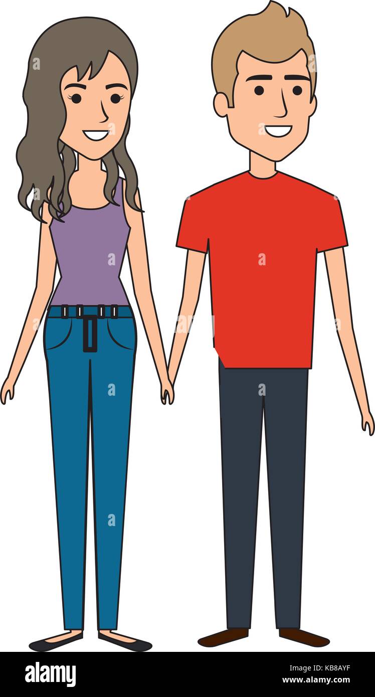 young couple standing avatars Stock Vector Image & Art - Alamy