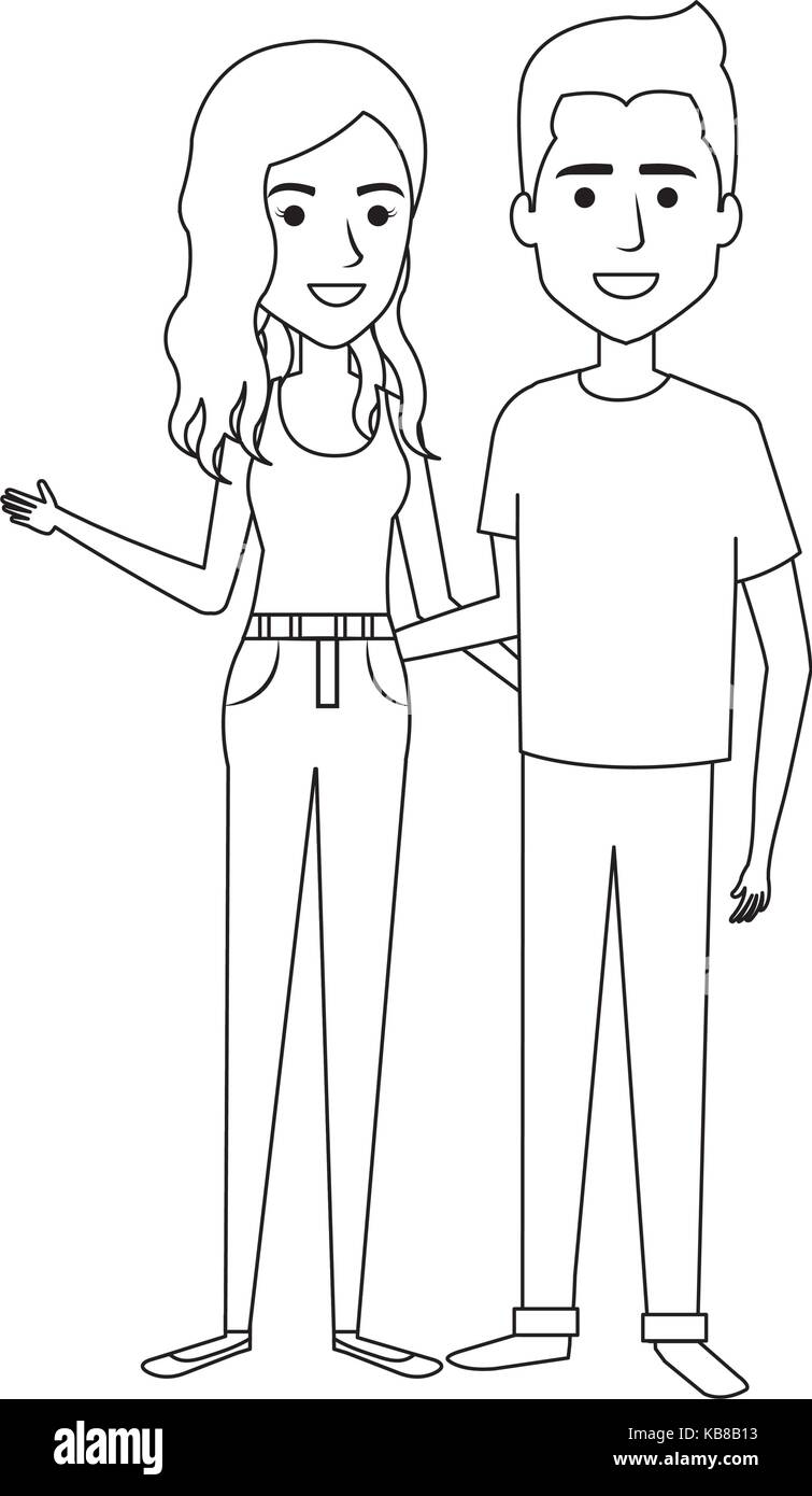 young couple standing avatars Stock Vector Image & Art - Alamy