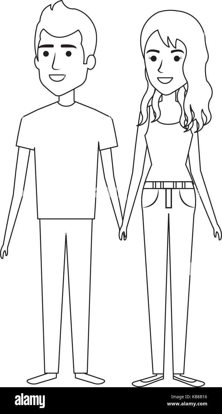 young couple standing avatars Stock Vector Image & Art - Alamy