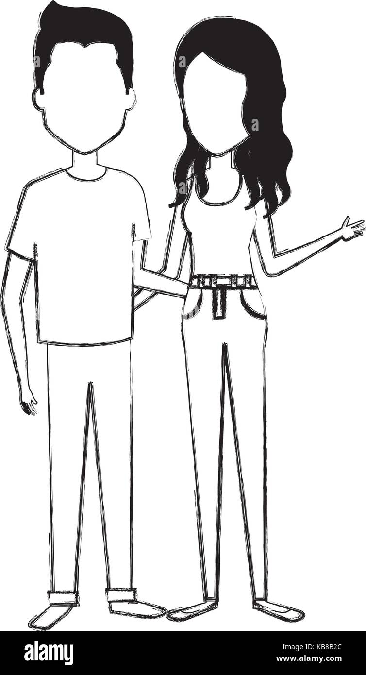 young couple standing avatars Stock Vector Image & Art - Alamy