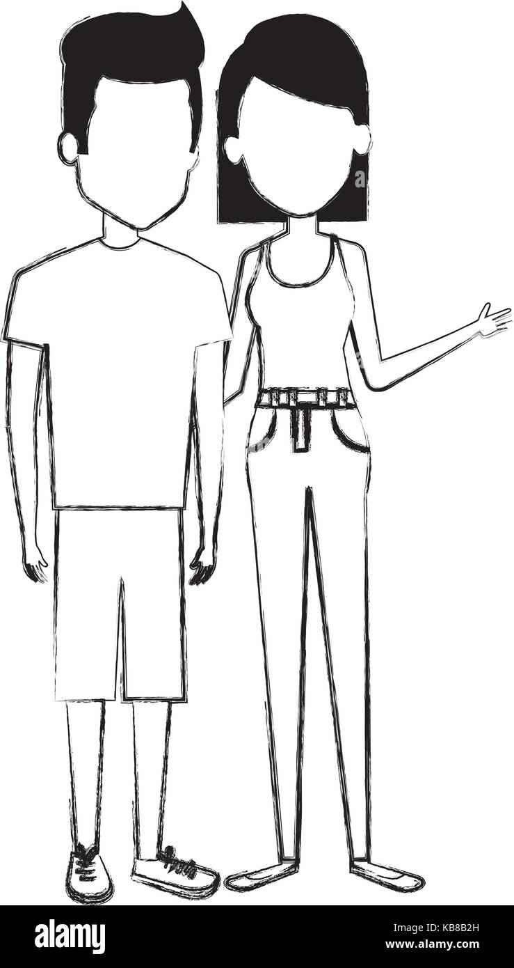young couple standing avatars Stock Vector Image & Art - Alamy