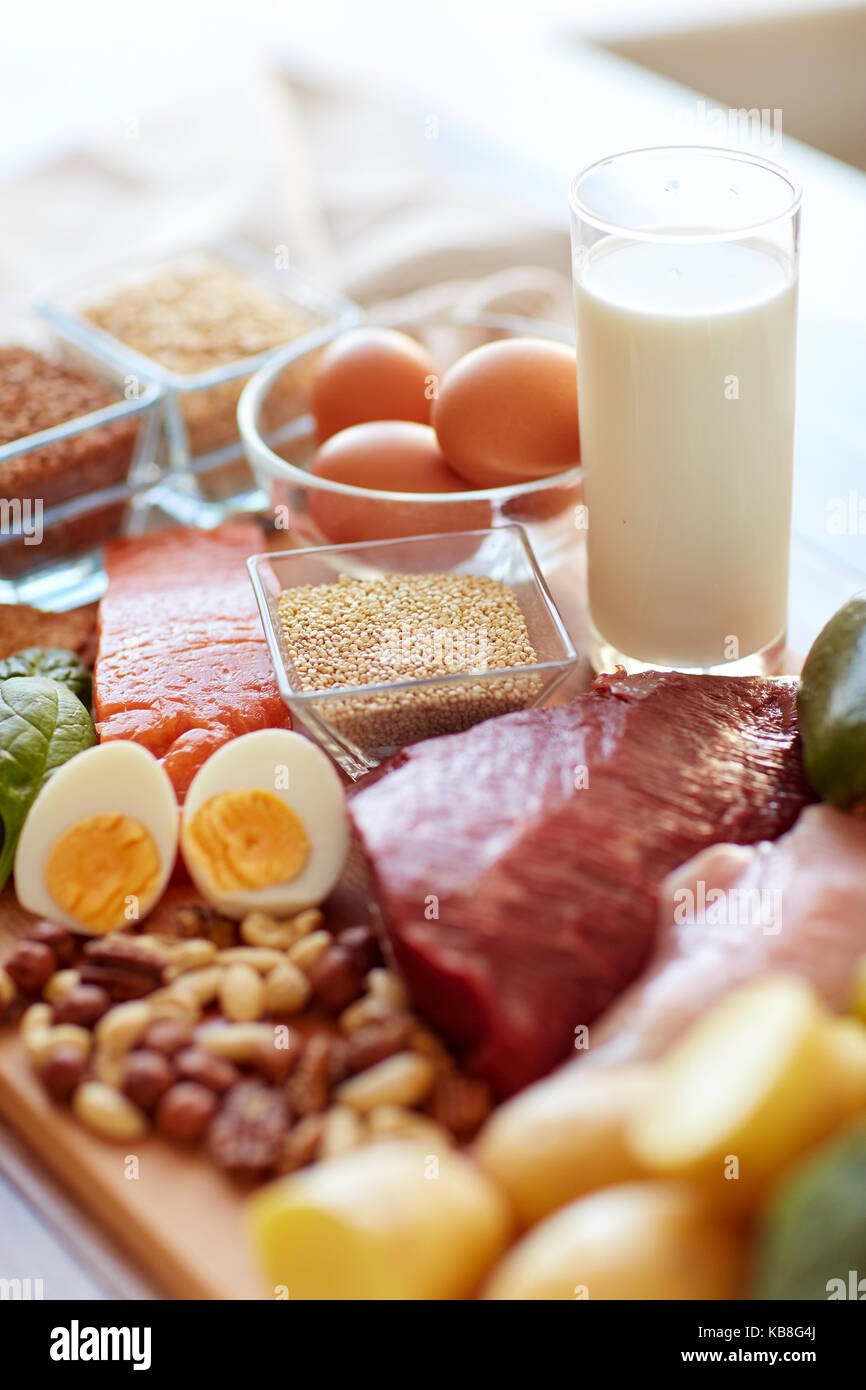natural protein food on table Stock Photo Alamy