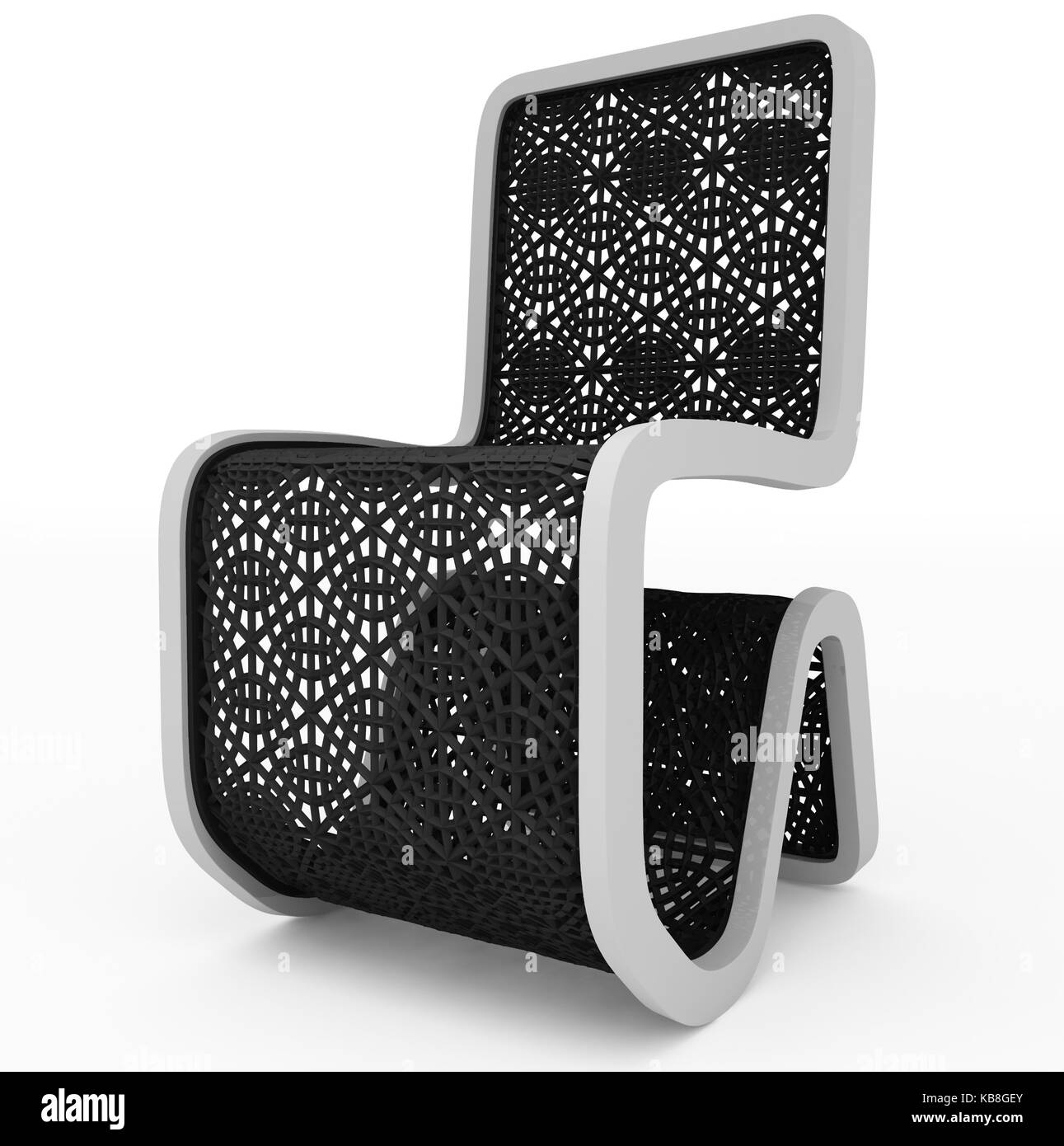 modern chair design - black mesh - isolated on white - 3d rendering Stock Photo