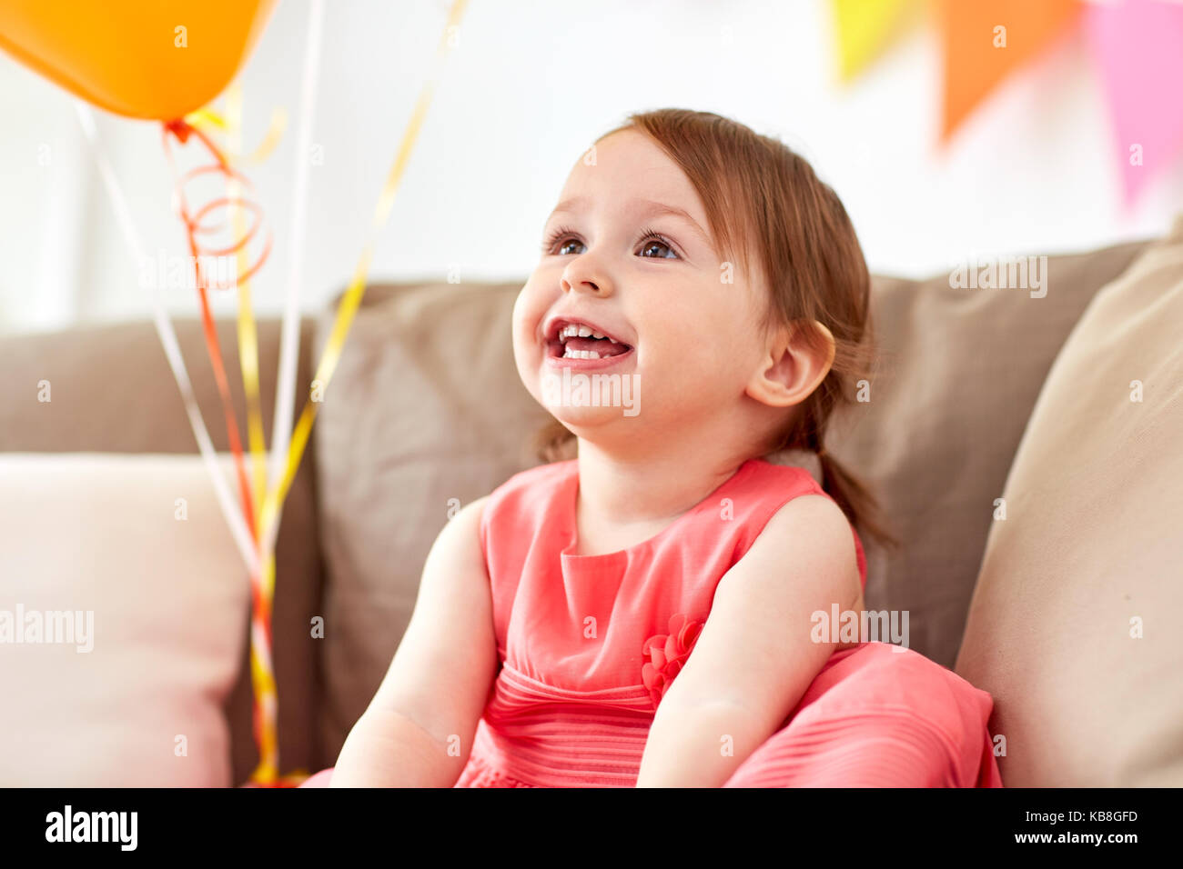 happy baby girl on birthday party at home Stock Photo - Alamy